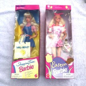 Easter Barbie Doll & Walmart Shopping Time Barbie Doll . 1996 Edition 2Pc Bundle